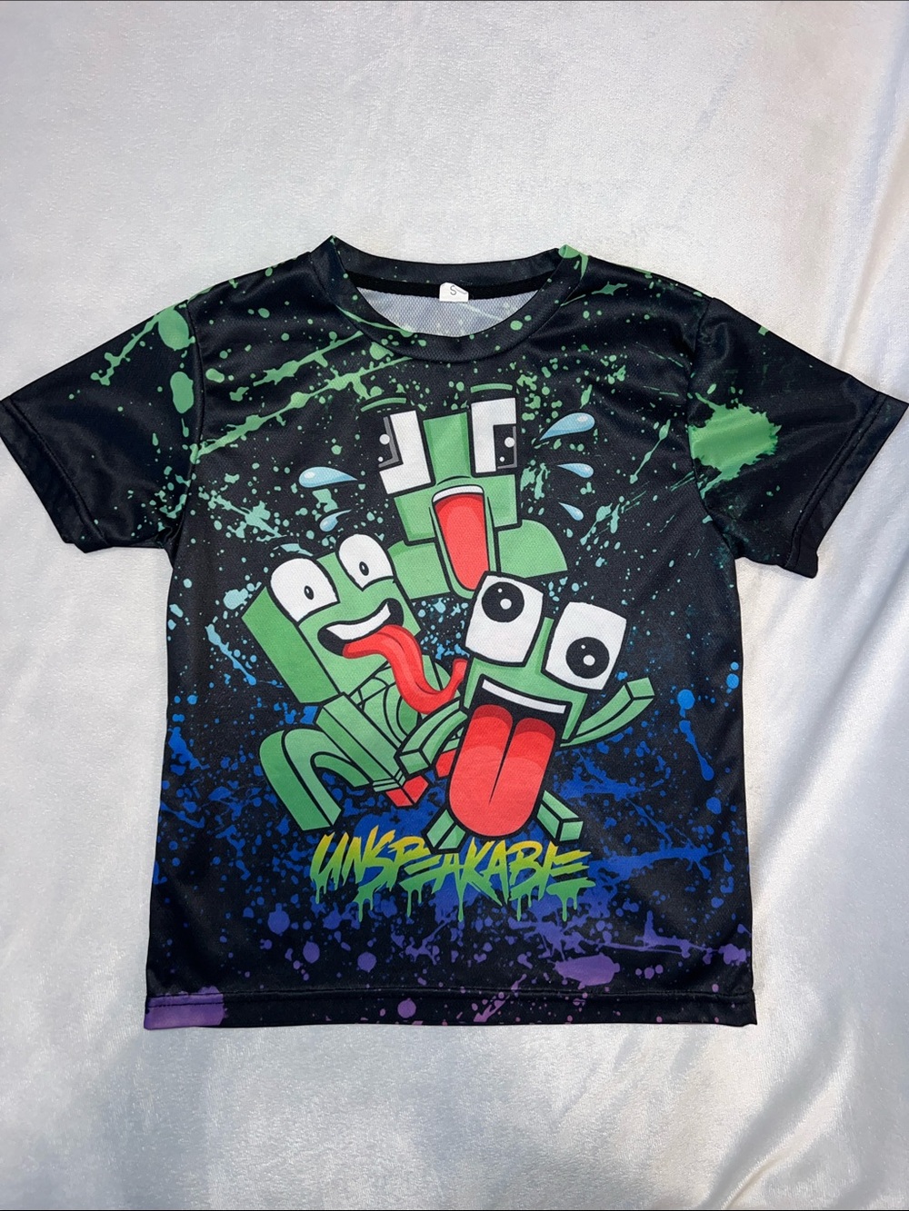 Kids' Black & Green Graphic Tee with Fun Character Print